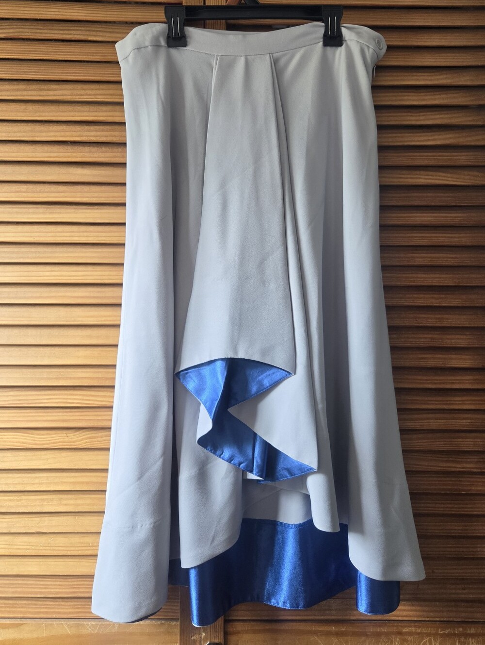 Ashro Asymmetrical High-Low Maxi Skirt Silver Gray & Royal Blue Size 12